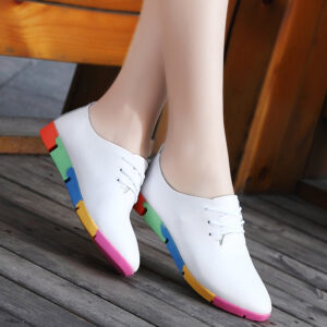 Pointed Shoes Women Leather White Shoes Casual Shoes